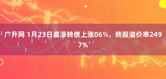 广升网 1月23日嘉泽转债上涨06%，转股溢价率2497%